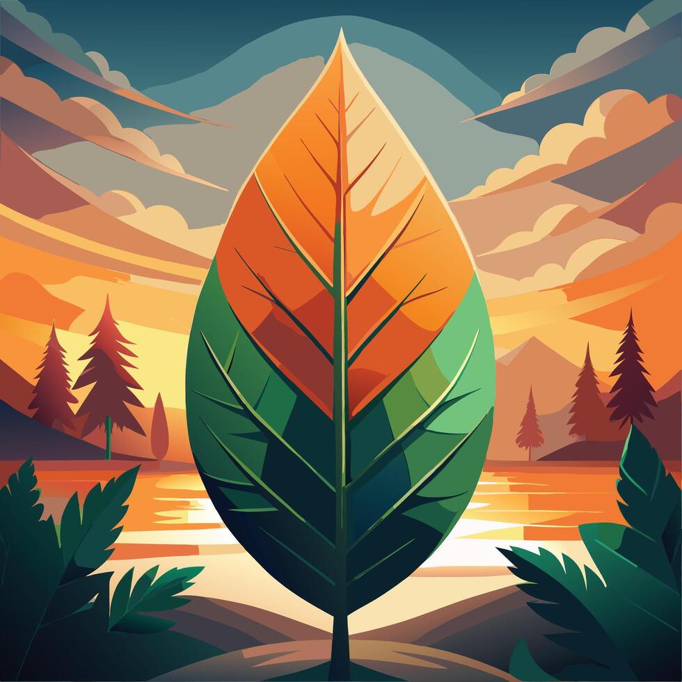 One leaf tree vector