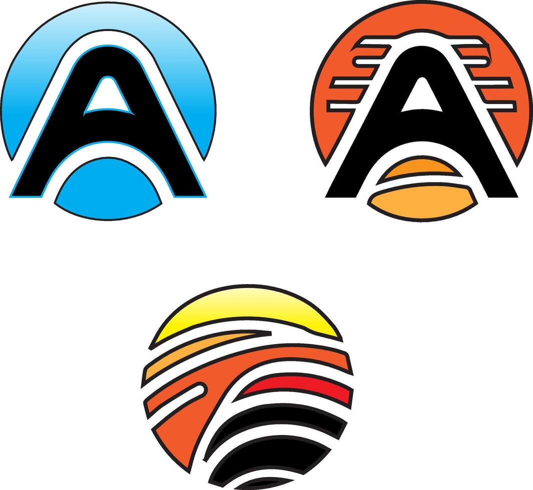 Four different logos for the letter a vector