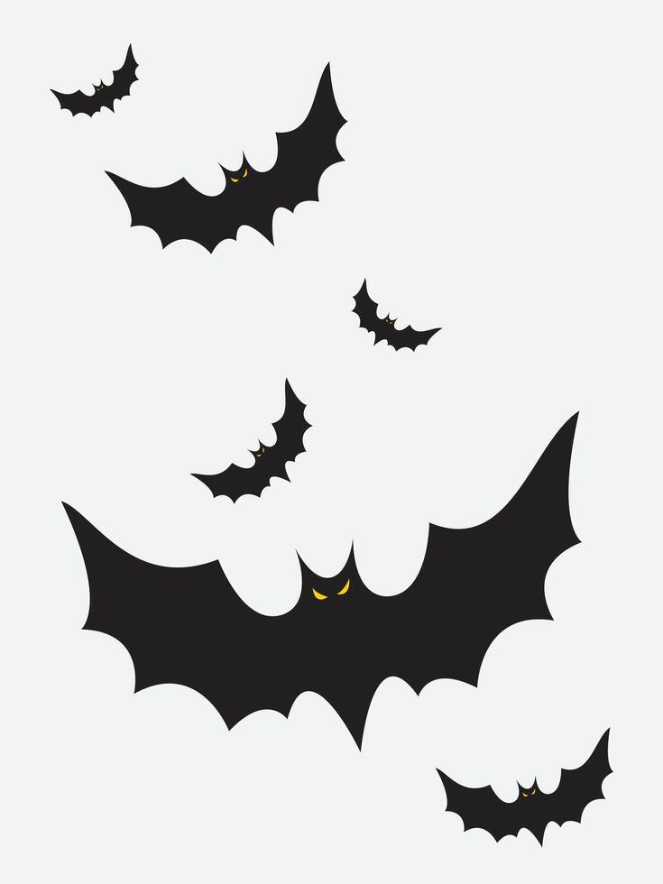 bat set black vector