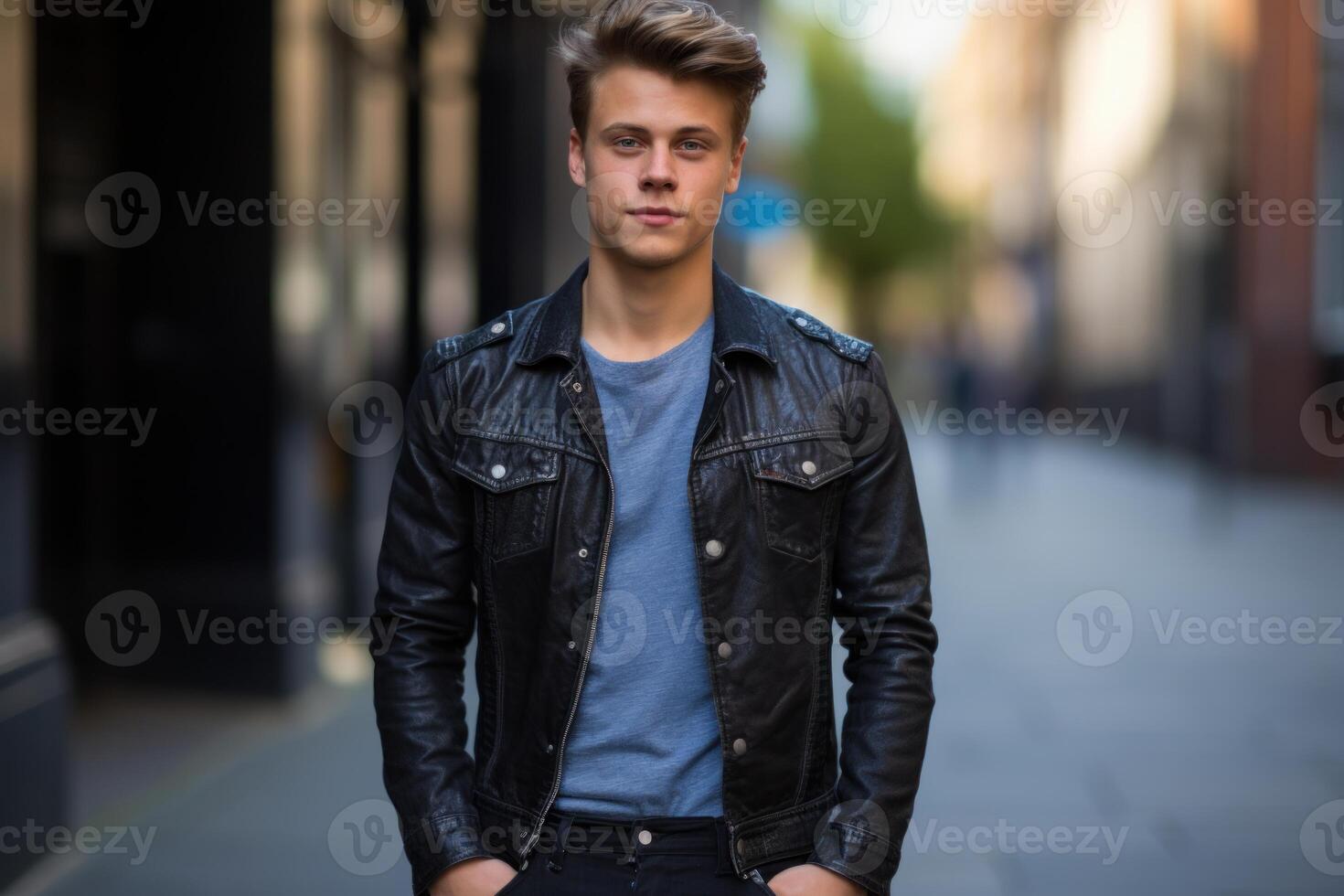 Confident young man in urban setting photo