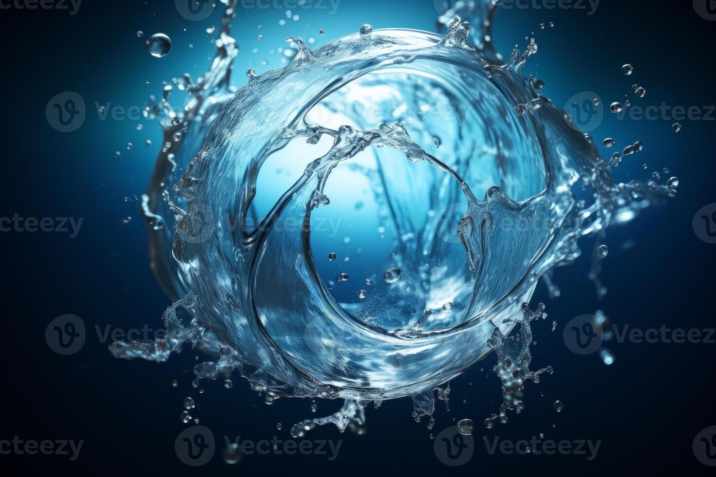 Liquid loop splash on blue background photo