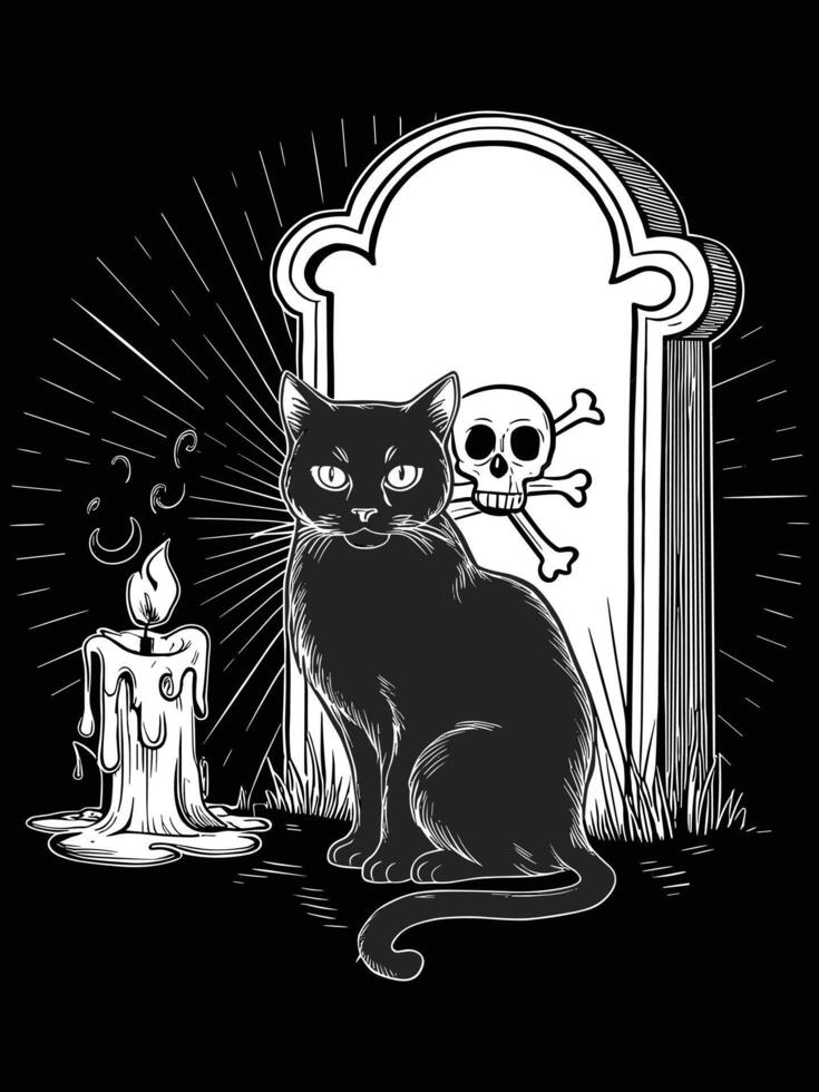 Happy Halloween scary cat, spooky cat design vector