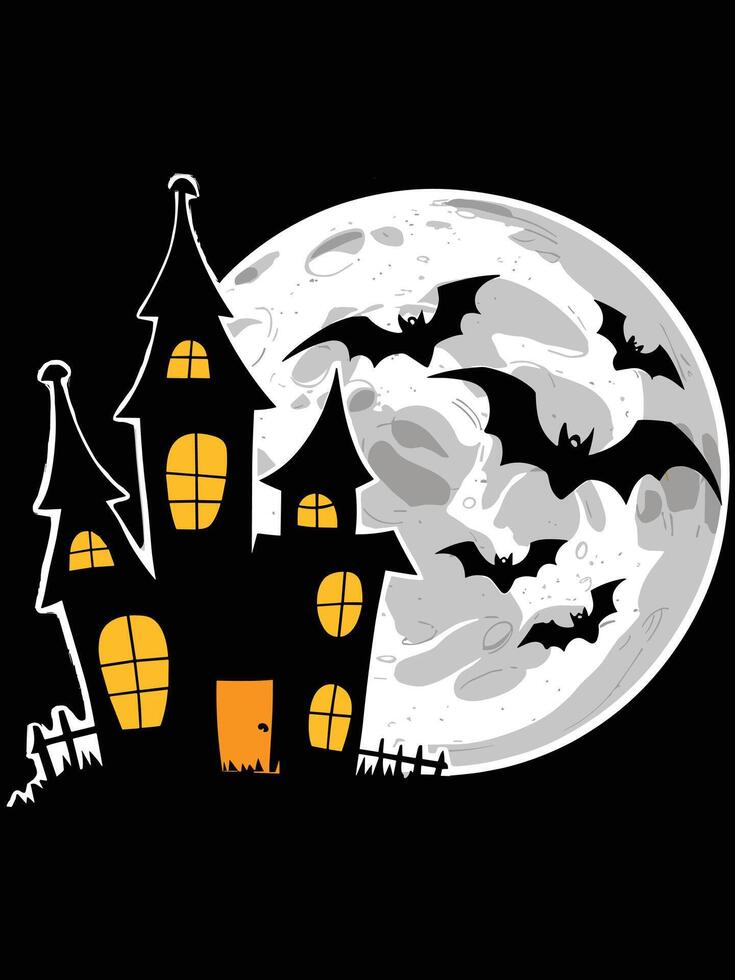 Happy Halloween scary house with a moon vector