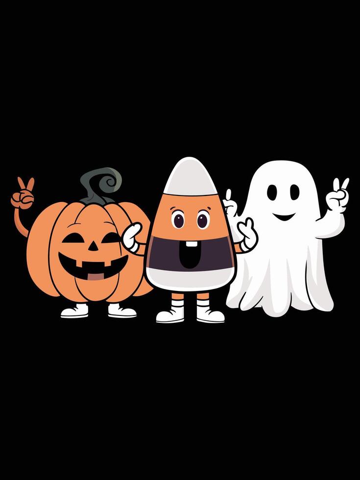 Happy Pumpkin, candy, ghost, Happy Halloween vector