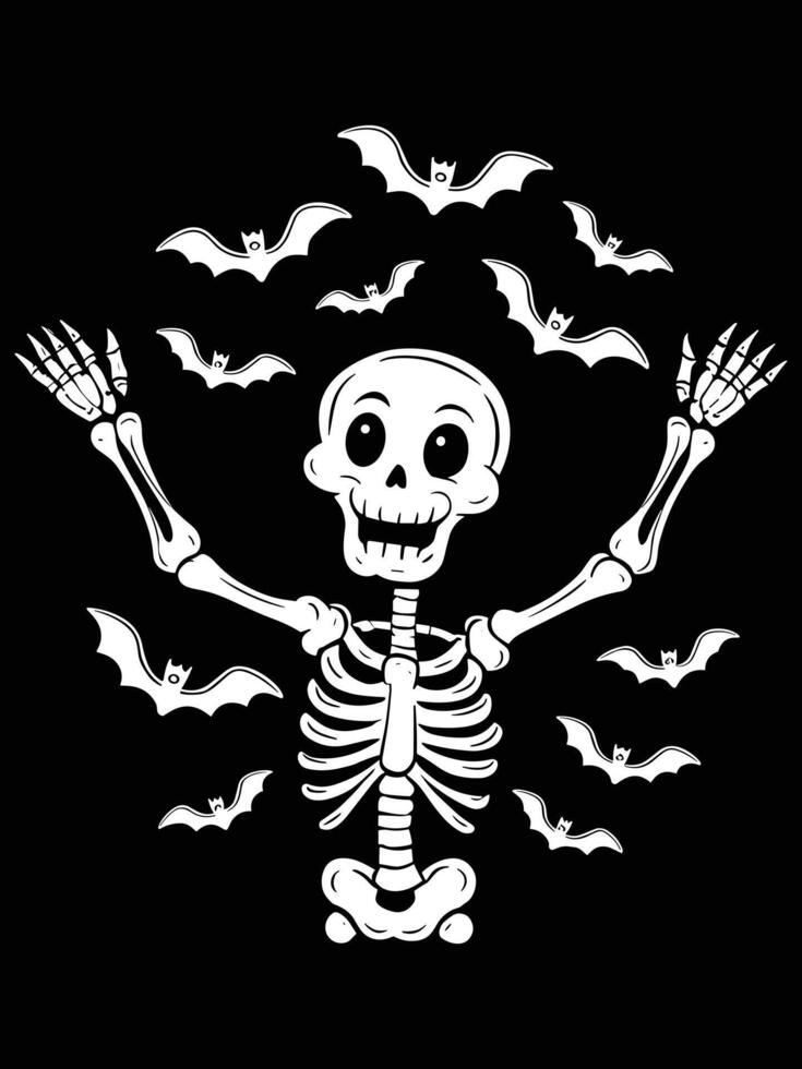 Happy skeleton dancing vector