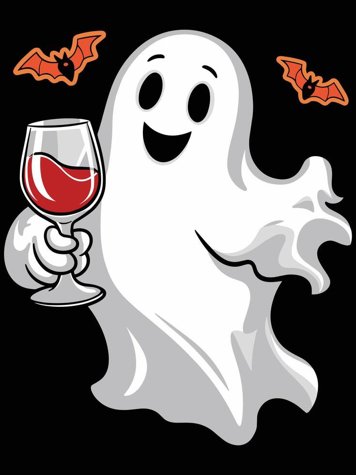 Ghost with wine vector
