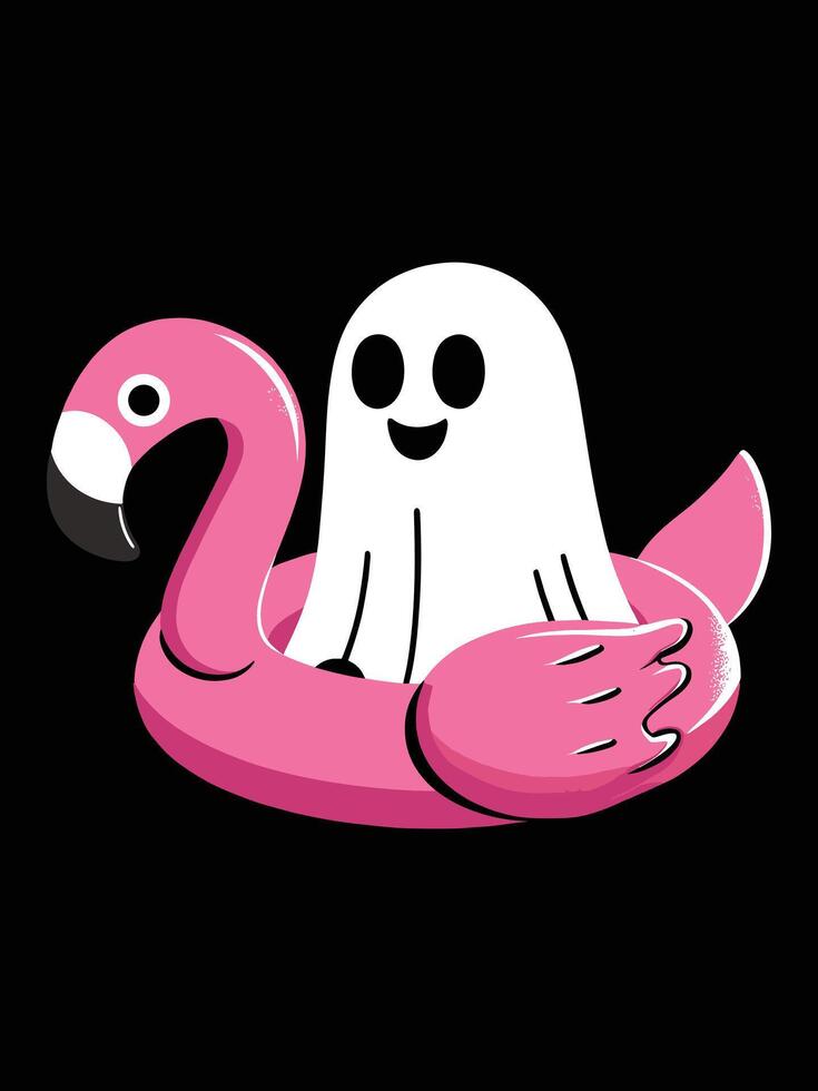 Happy Ghost riding a flamingo float vector