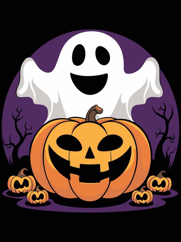 Happy Halloween boo and pumpkin vector