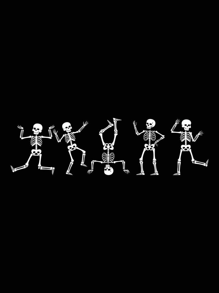 Skeleton dancing. Different poses. vector