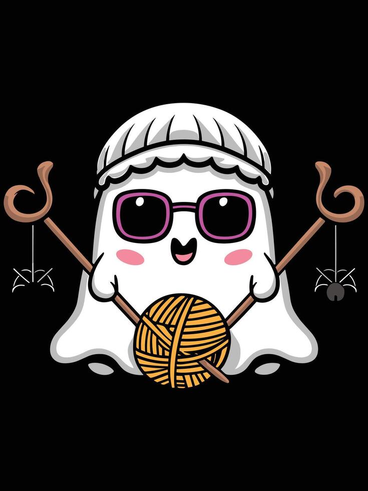 Ghost knitting, Boo knitting vector