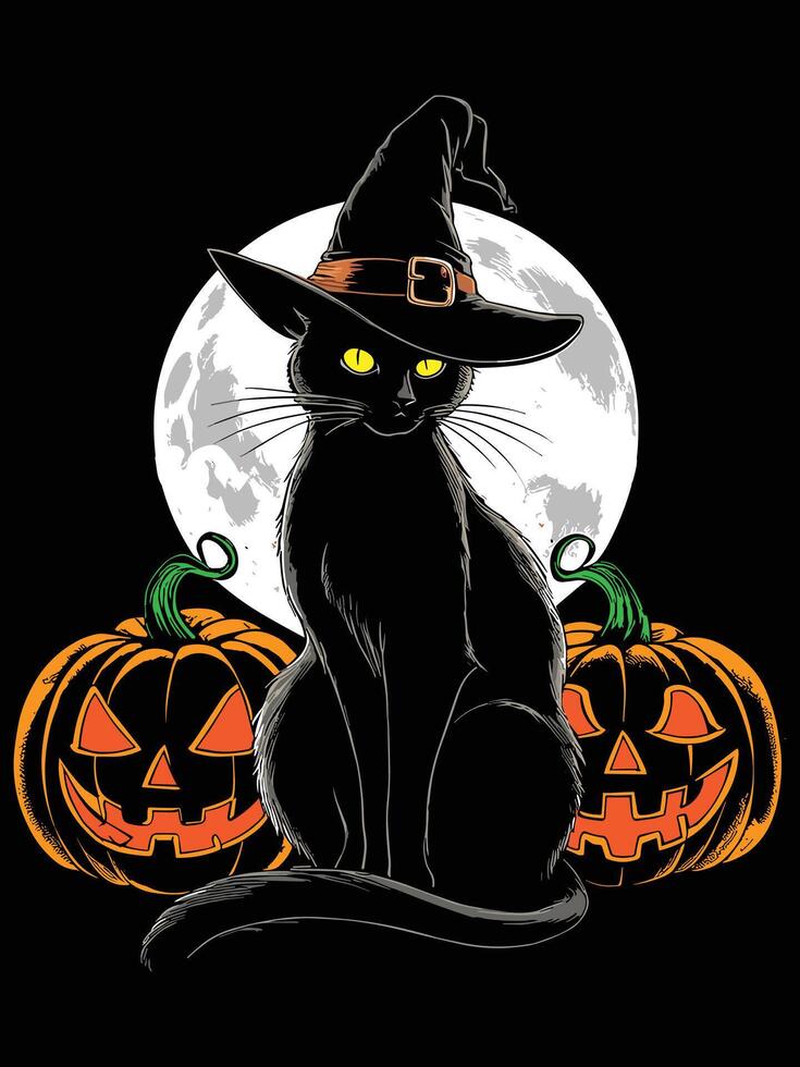 Happy halloween scary cat vector