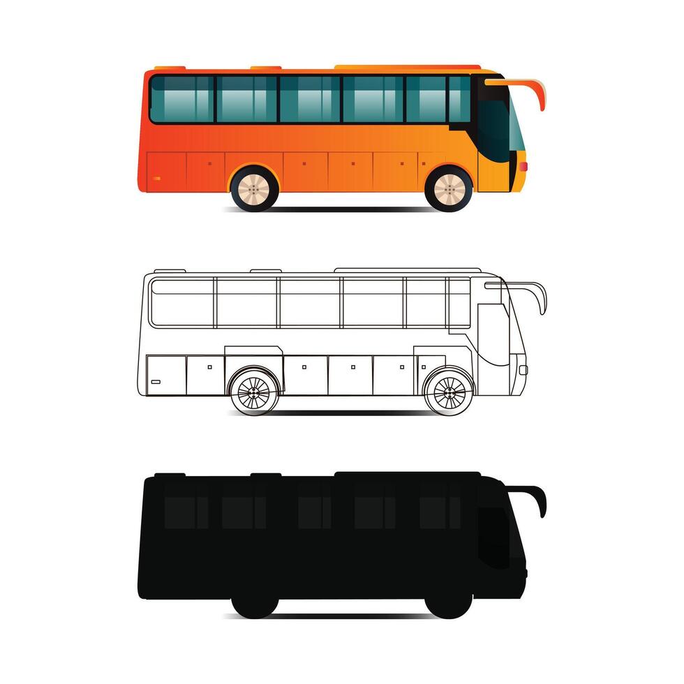 City bus, sides view, editable file vector