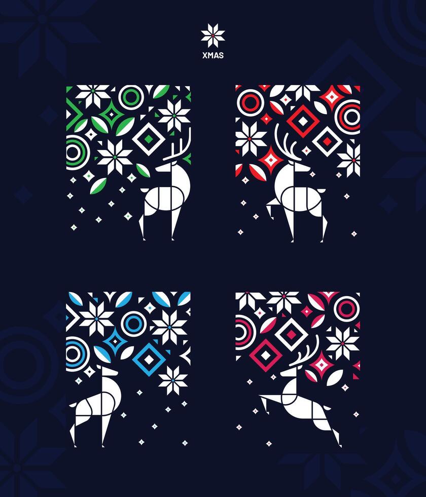 Christmas Set of greeting cards, posters, holiday covers. Xmas Design with beautiful snowflakes on blue background vector