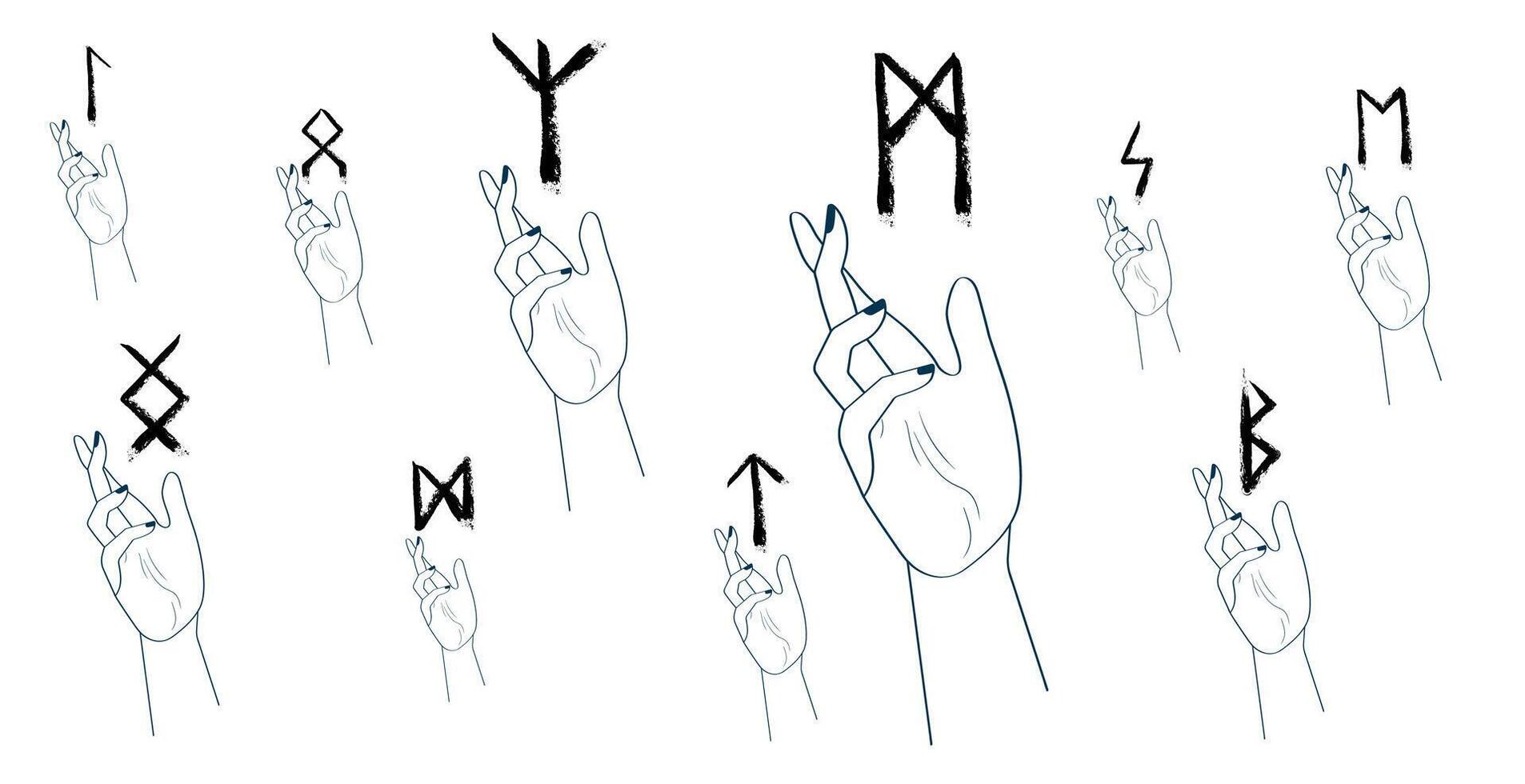 Drawing of a hand with a Rune on it vector