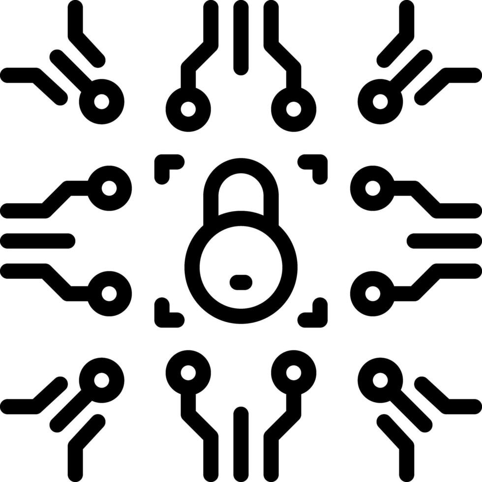 Black line icon cyber security vector