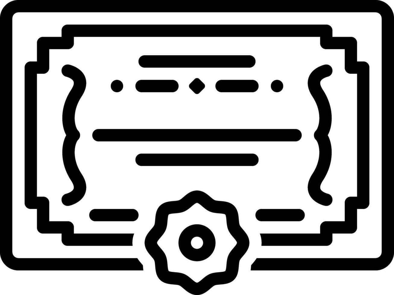 Black line icon for degree certificate vector