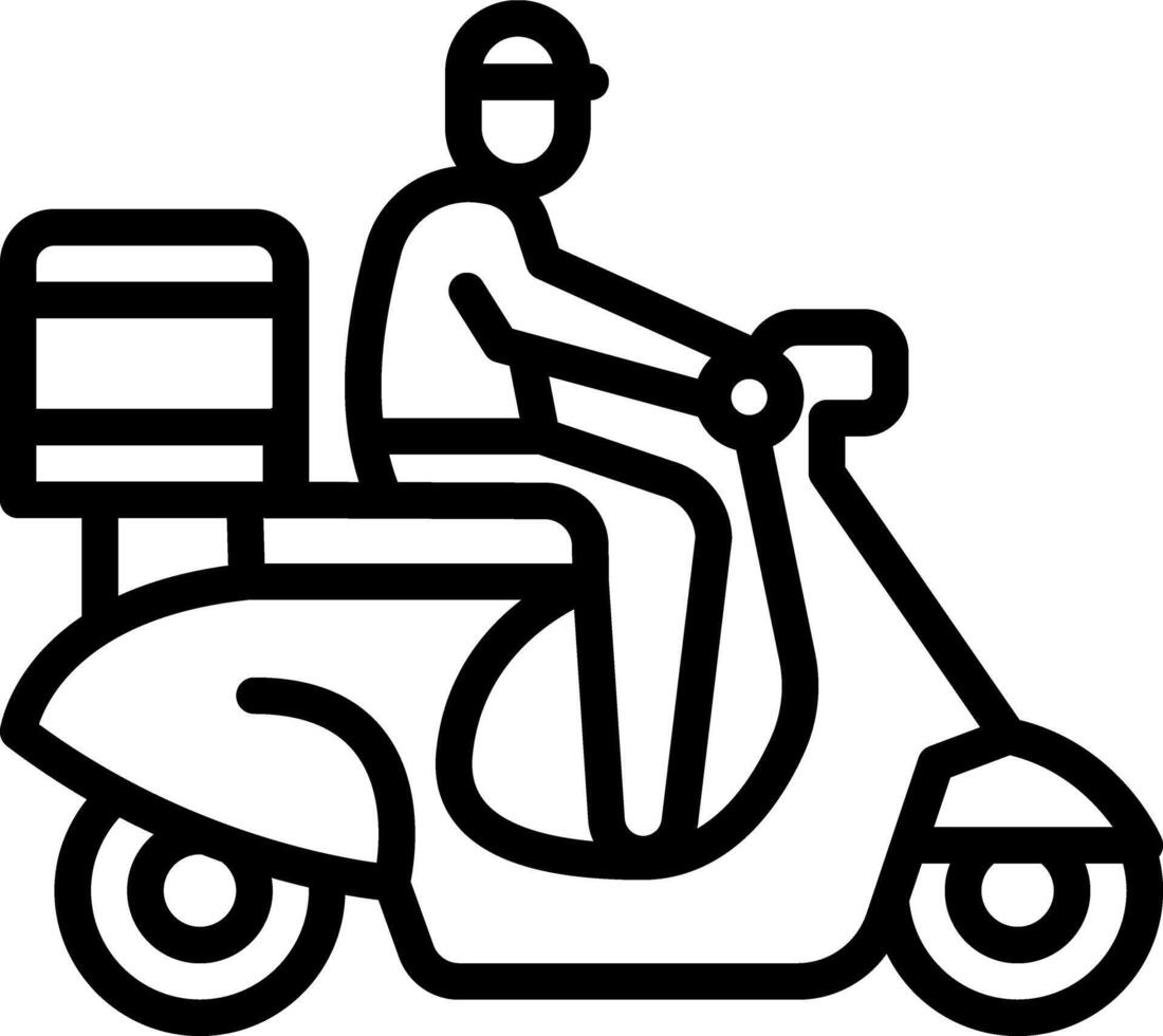 Black line icon for scooter delivery vector