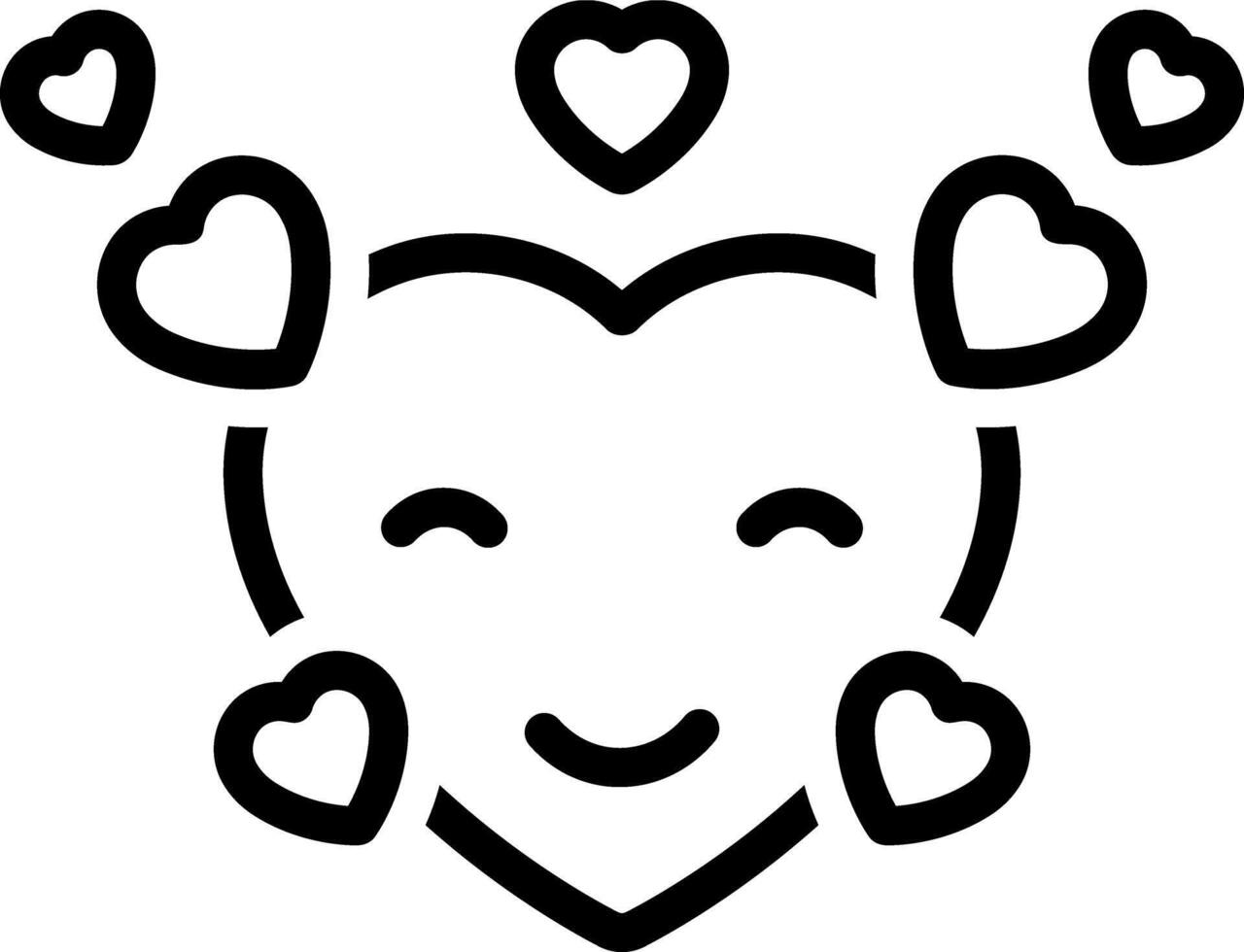 Black line icon for love emoji vector