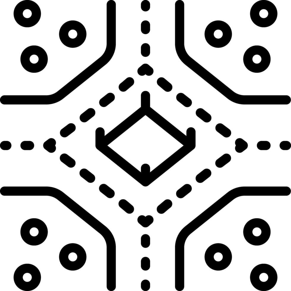 Black line icon for roundabout vector