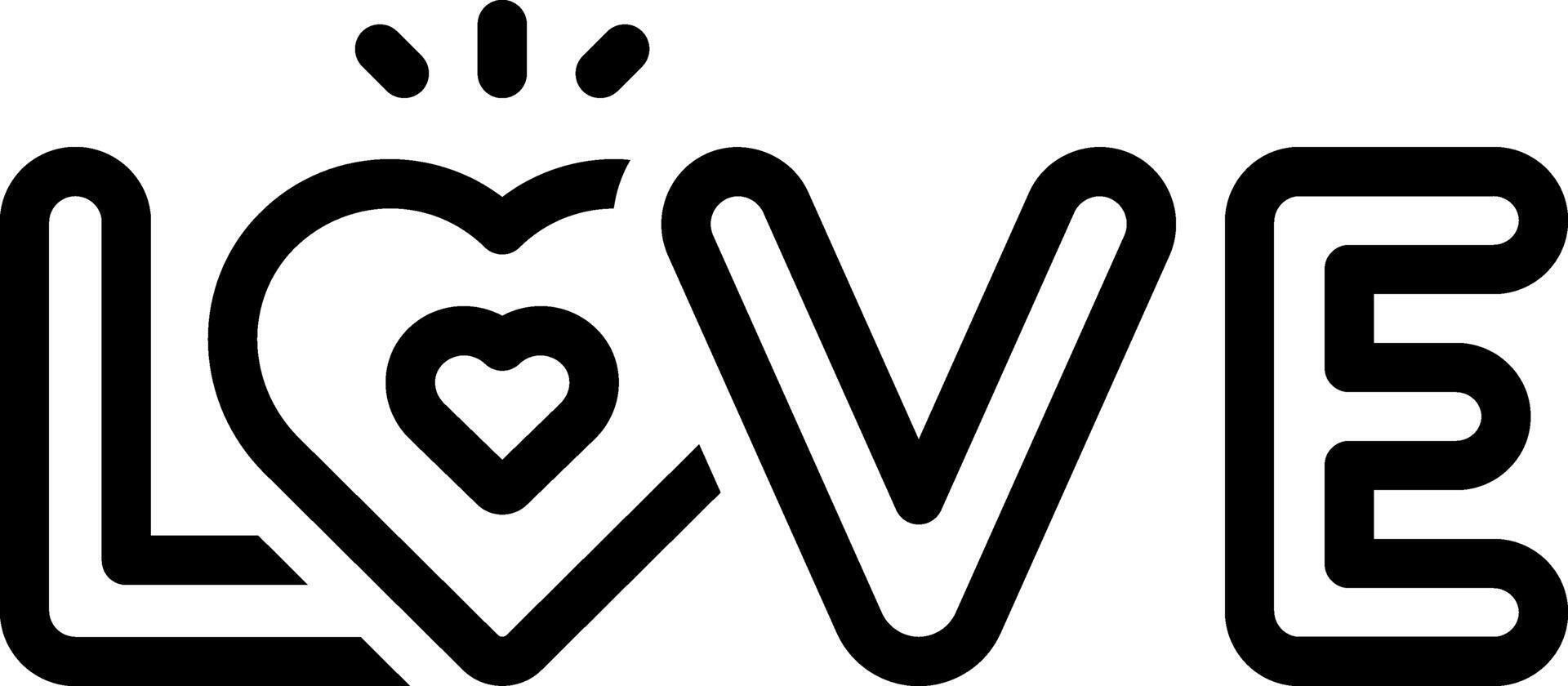 Black line icon for word love vector