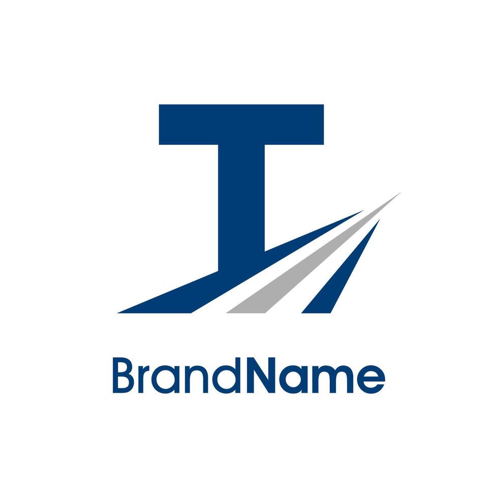 Simple Initial T Road Logo vector