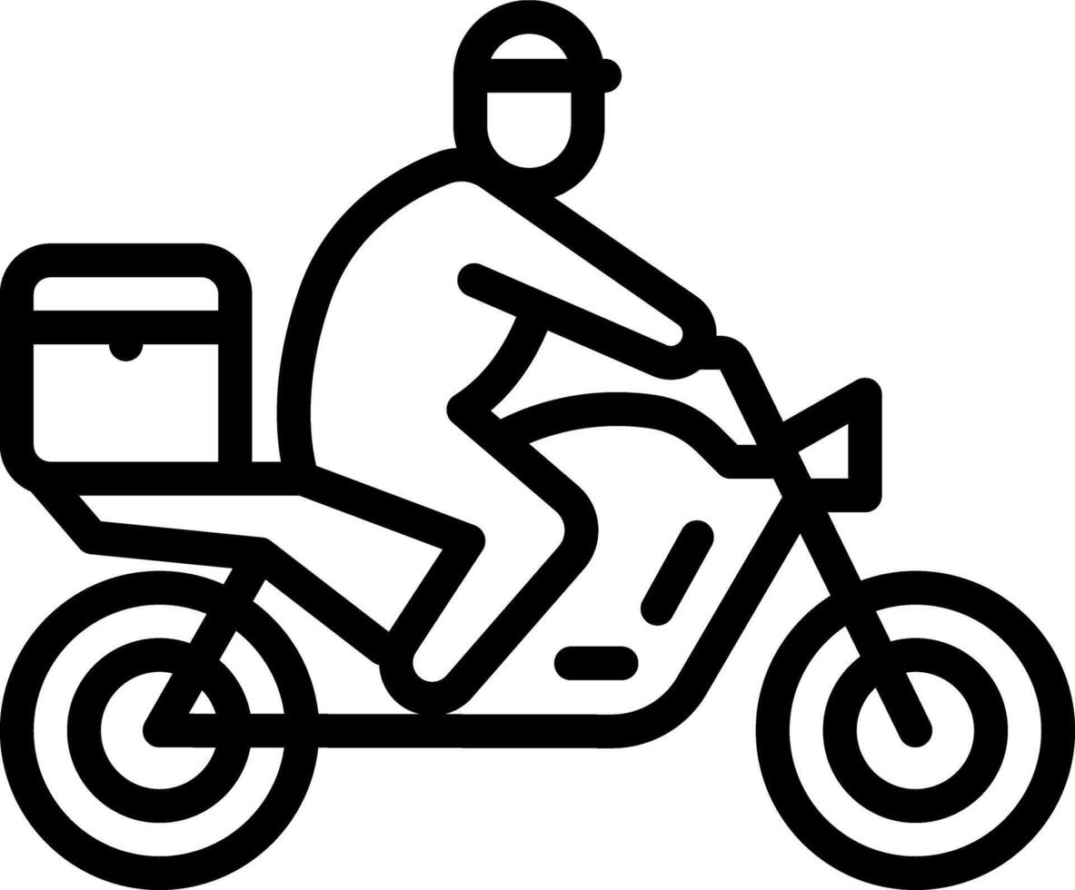 Black line icon for bike delivery vector