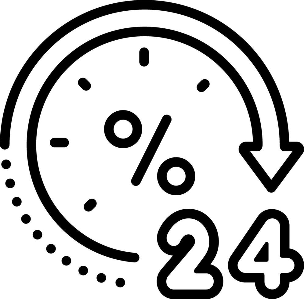 Black line icon for sale 24 hours vector