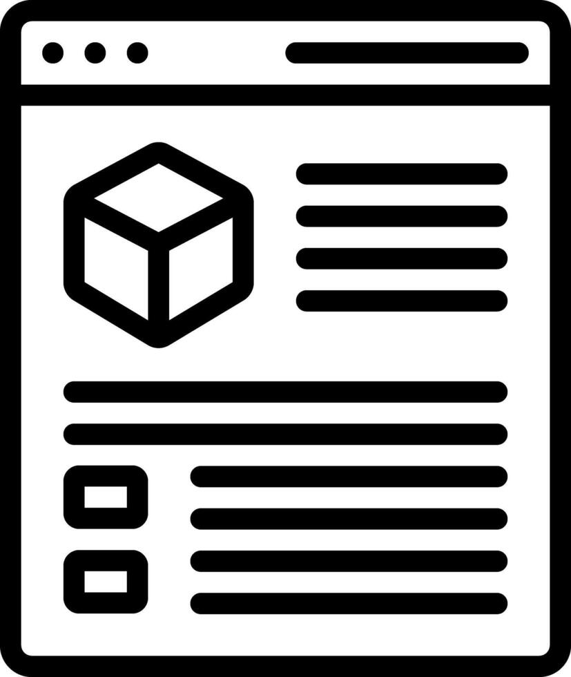 Black line icon for product page vector