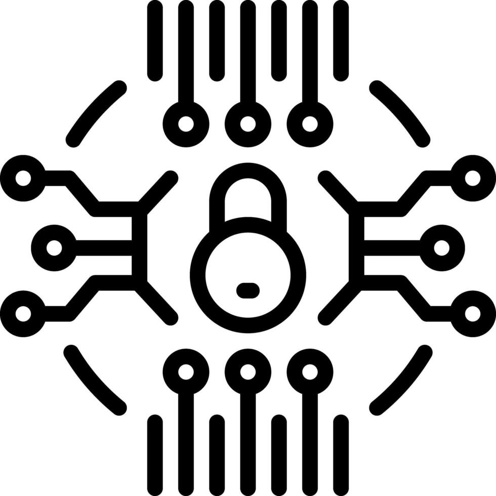 Black line icon for network security vector
