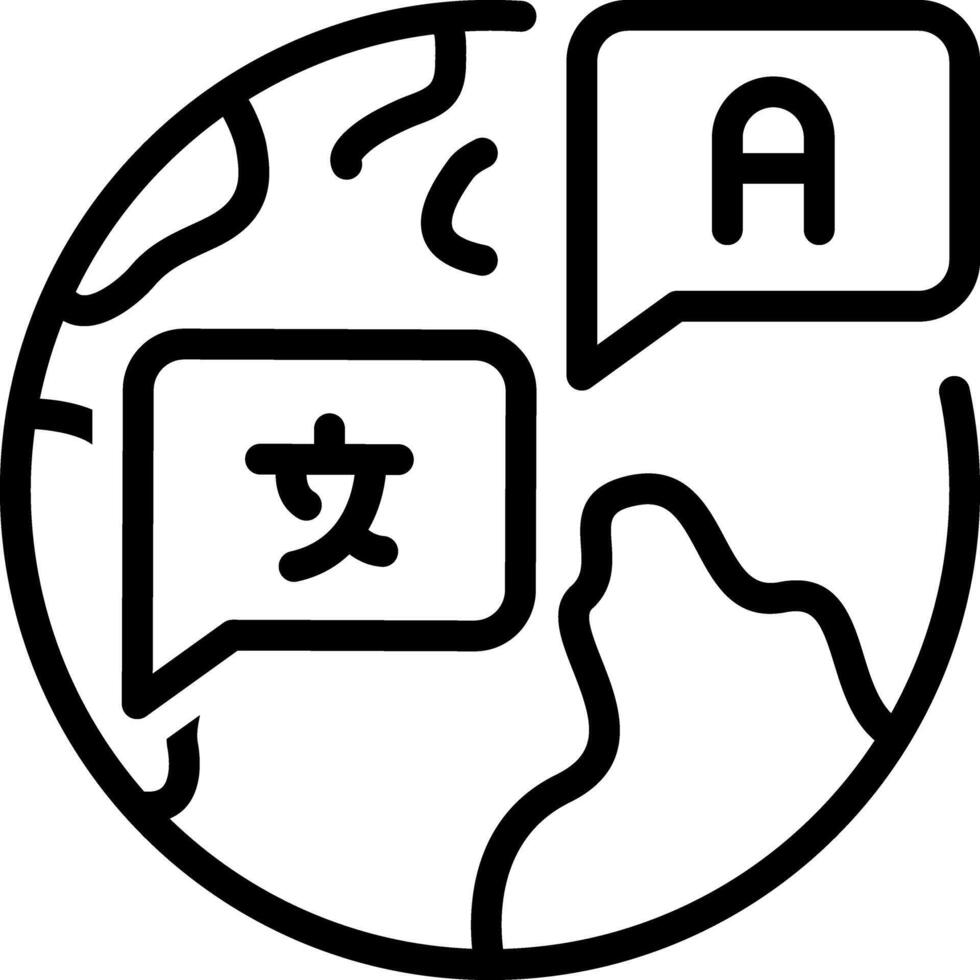 Black line icon for foreign language vector