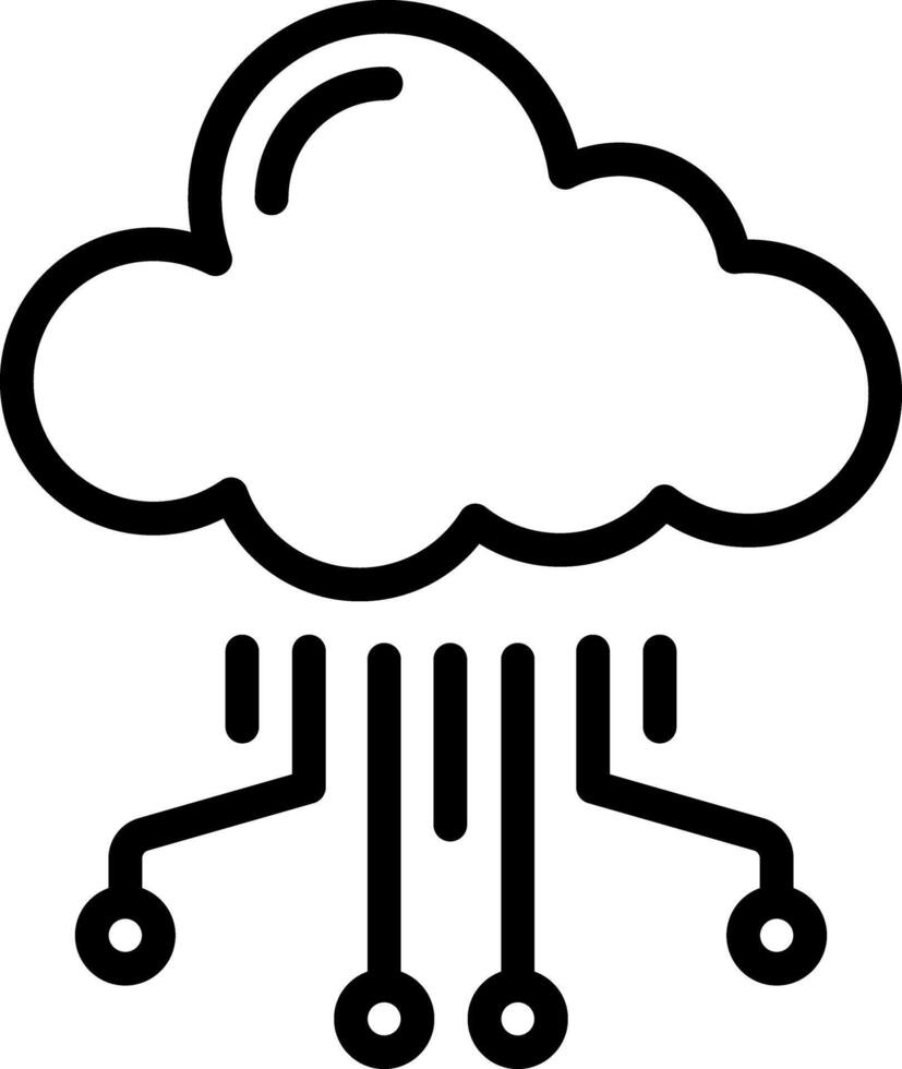 Black line icon cloud computing vector