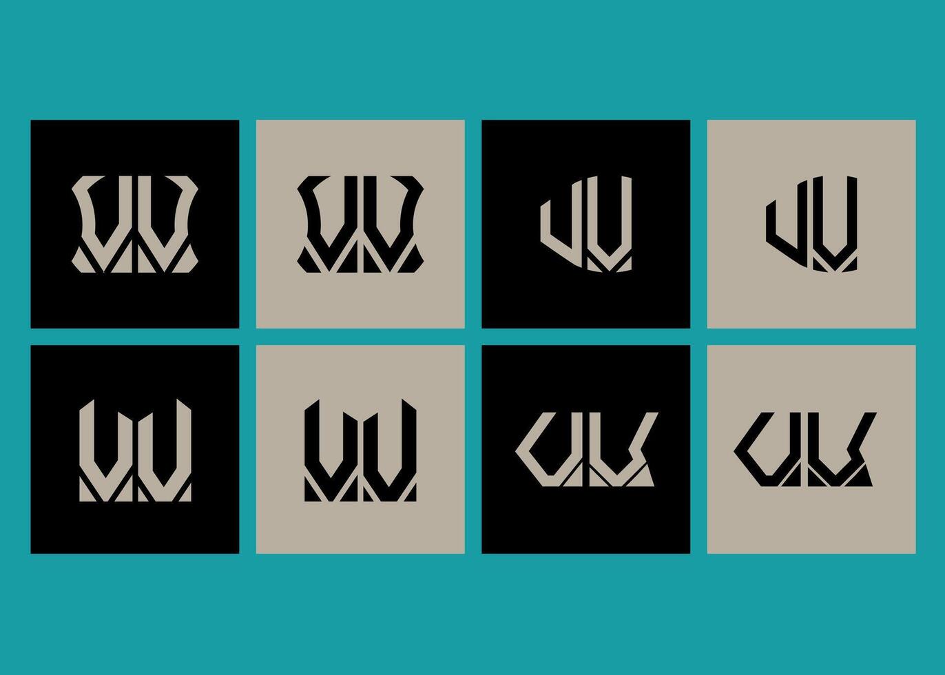 VV minimalist and classic logo set design.VV monogram polygonal and circle shape . VV unique design. vector