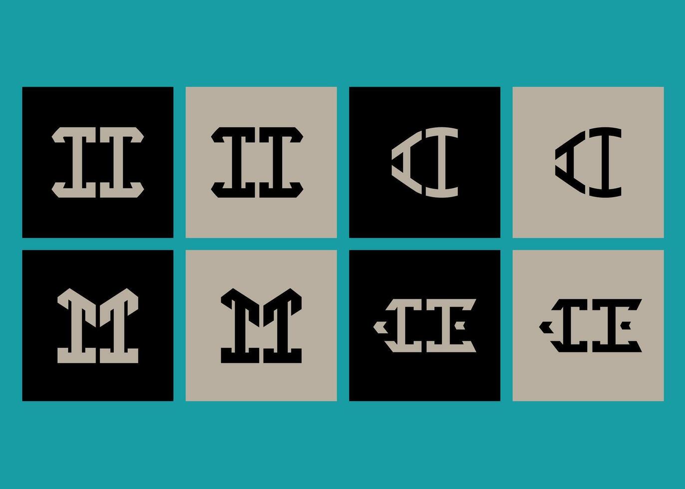 II minimalist and classic logo set design.II monogram polygonal and circle shape . II unique design. vector
