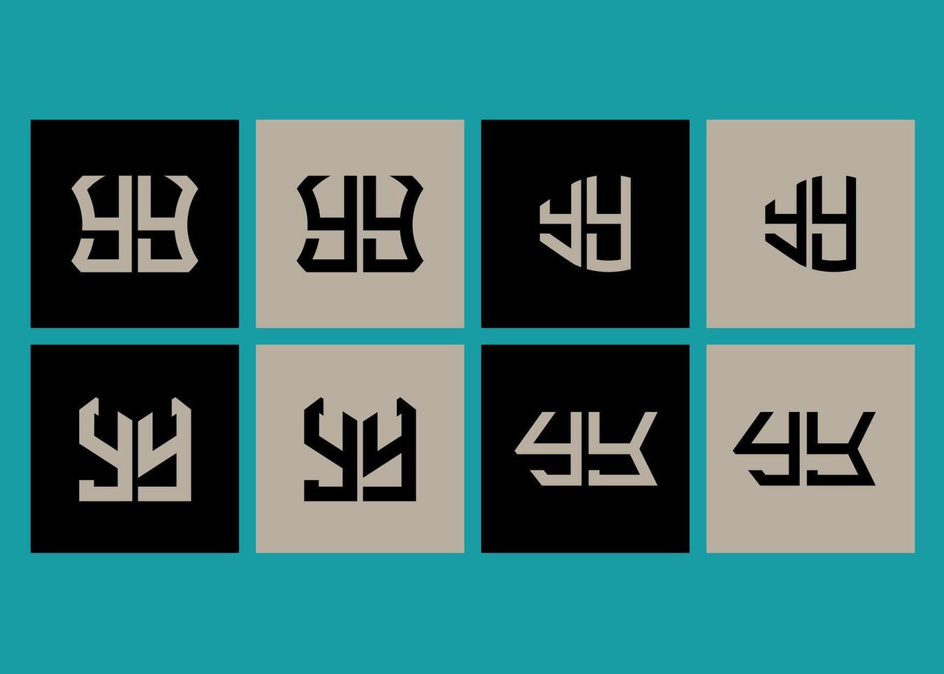 YY minimalist and classic logo set design. YY monogram polygonal and circle shape . YY unique design. vector
