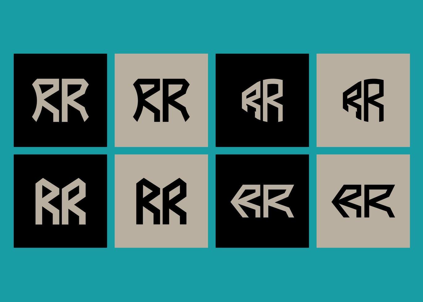 RR minimalist and classic logo set design.RR monogram polygonal and circle shape . RR unique design. vector