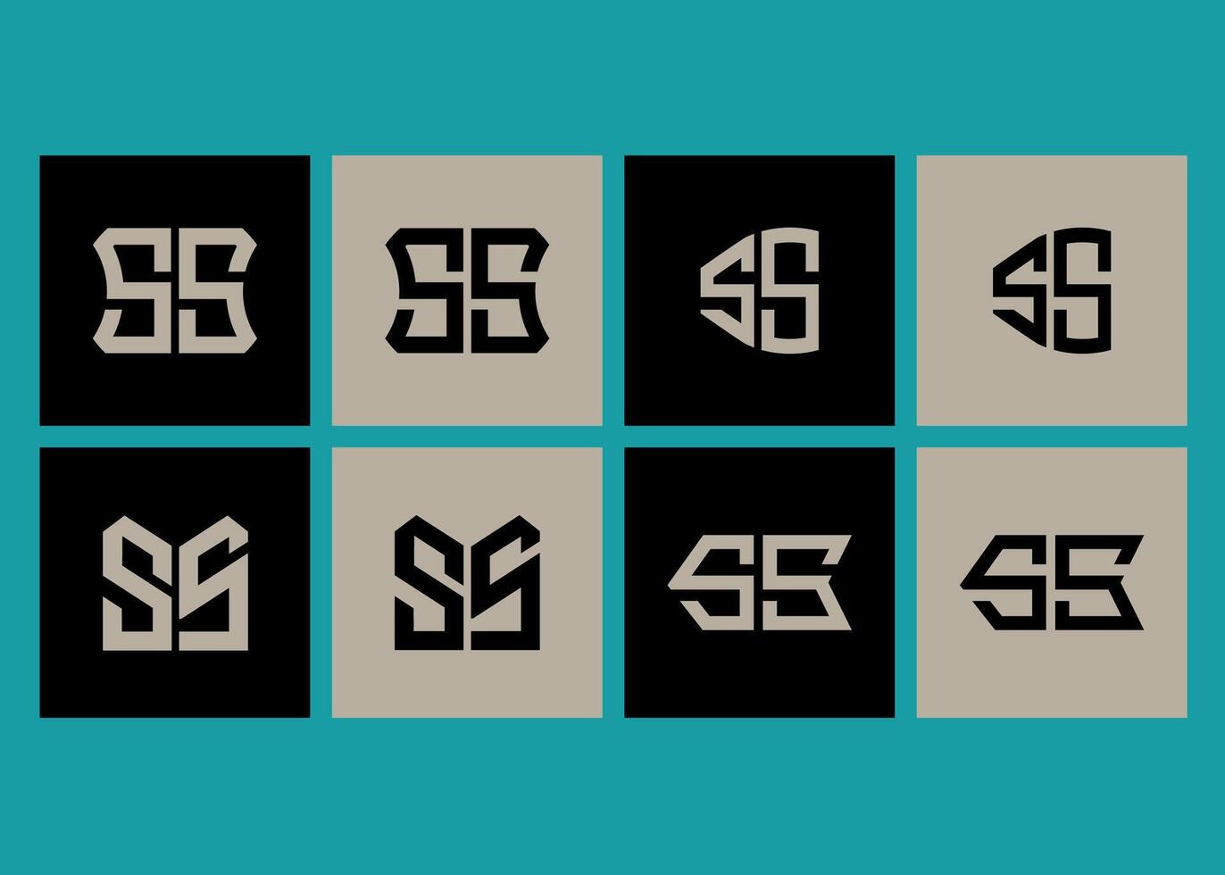 SS minimalist and classic logo set design.SS monogram polygonal and circle shape . SS unique design. vector