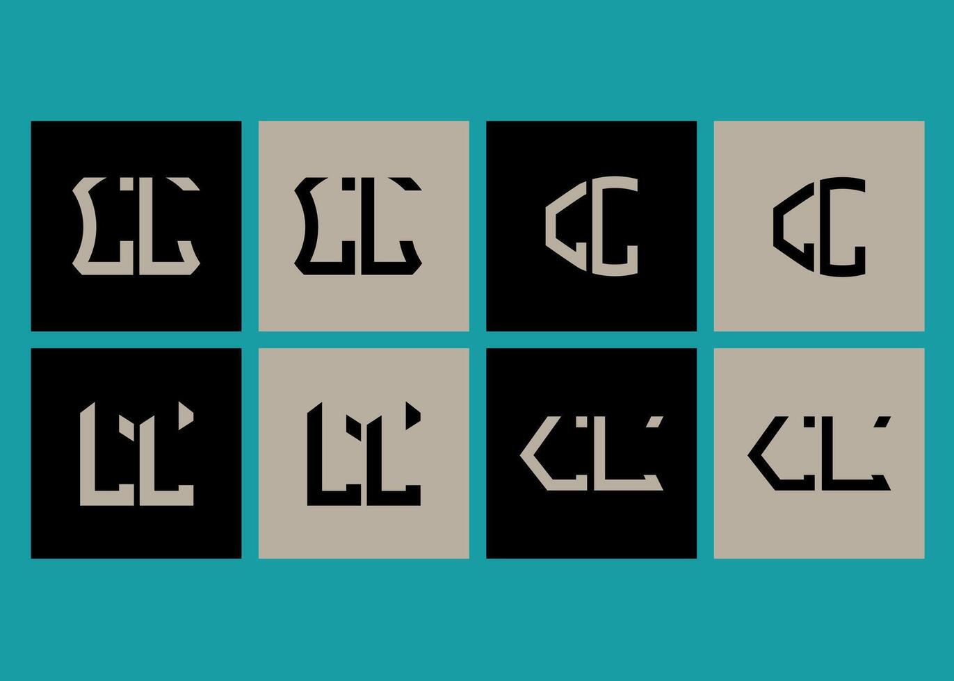 LL minimalist and classic logo set design.LL monogram polygonal and circle shape . LL unique design. vector