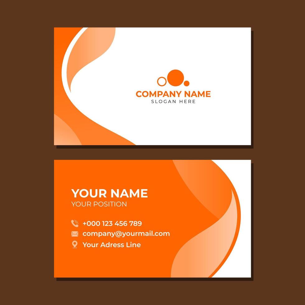 Orange modern shape business card template vector