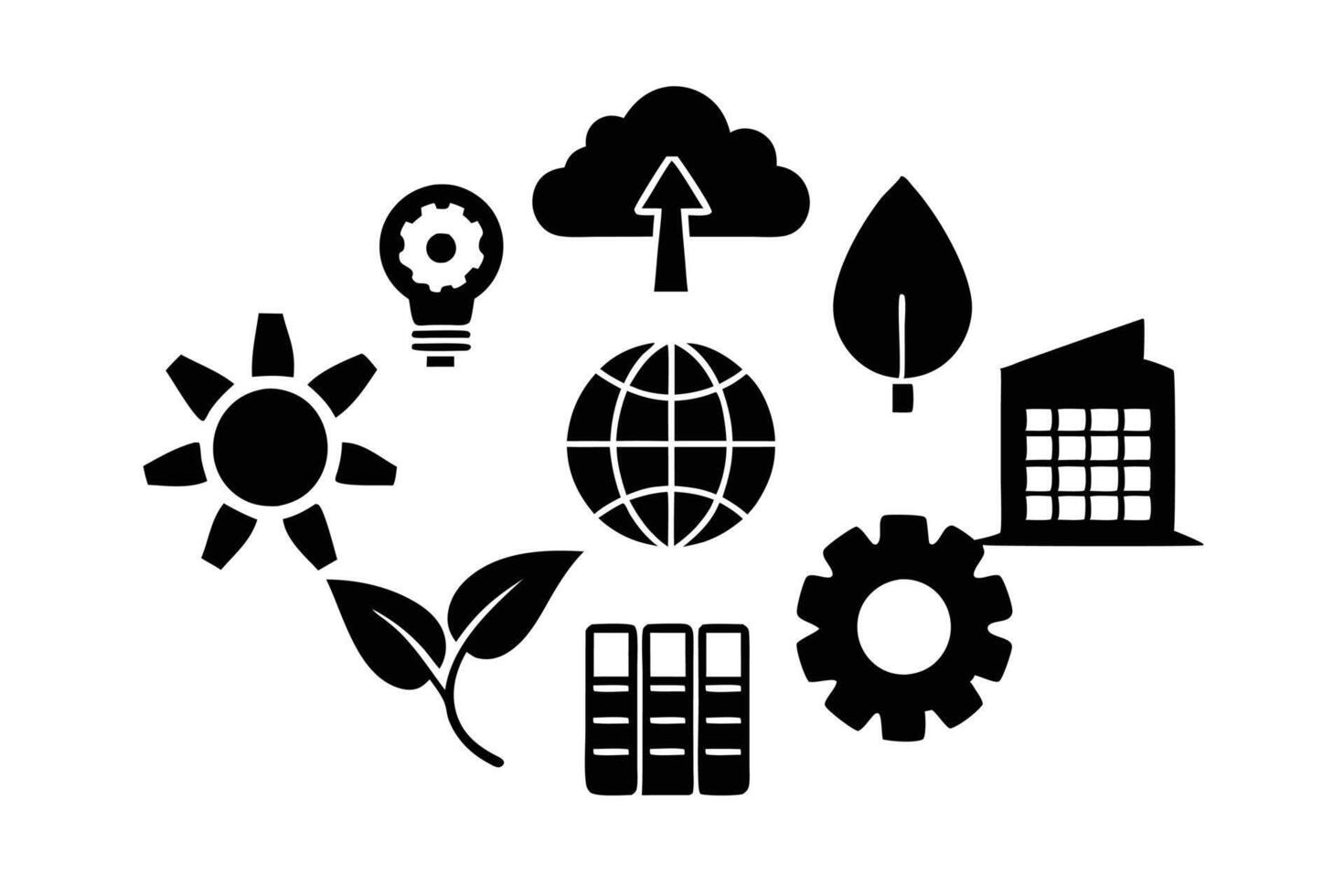 Eco-Friendly Icons - Green Technology and Sustainable Solutions Illustration vector
