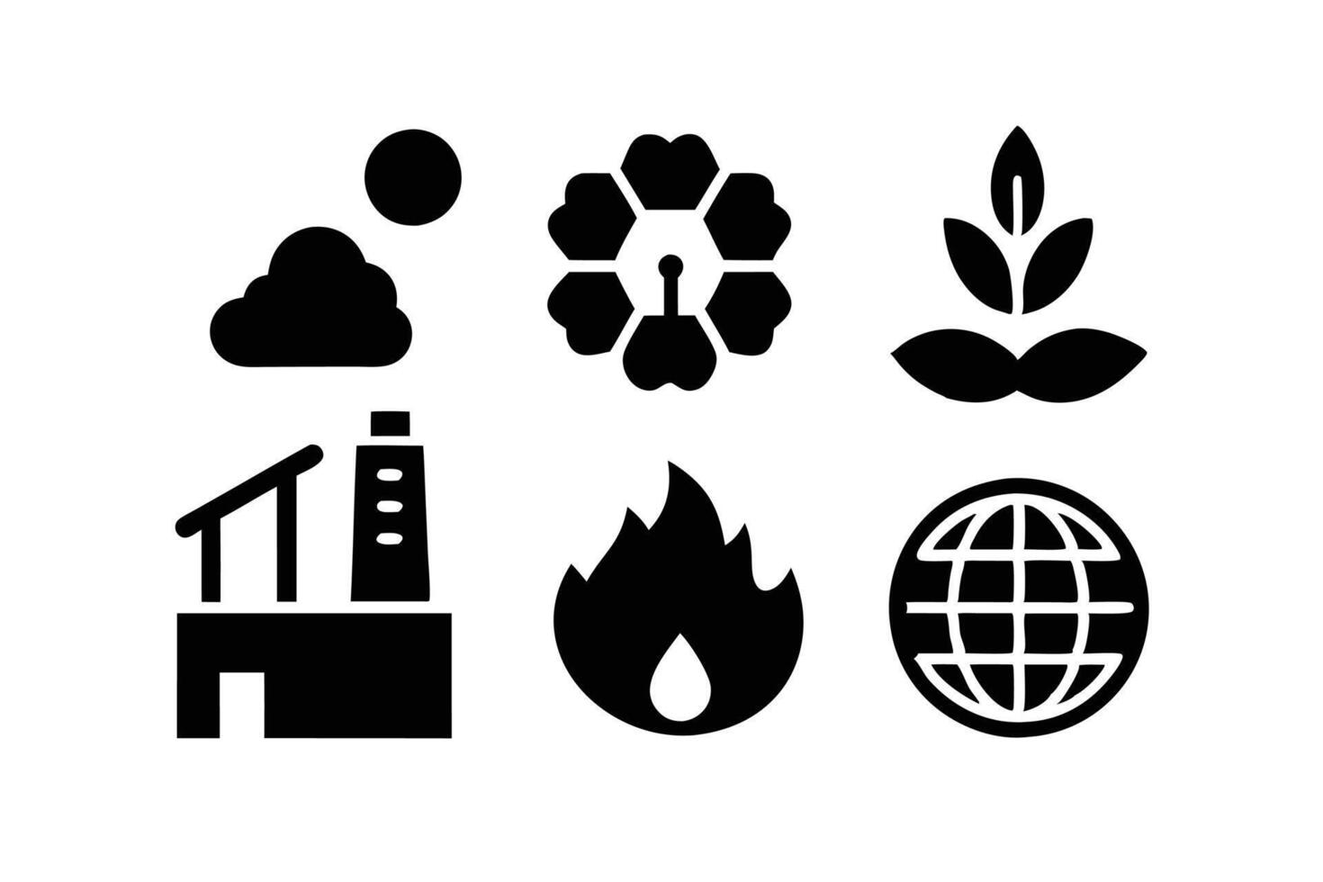 Climate Action - Carbon Footprint Reduction Icons Illustration vector