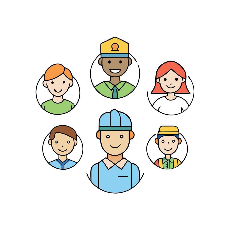 Inclusive Workplace Icons - Diversity in Professions and Roles Illustration vector