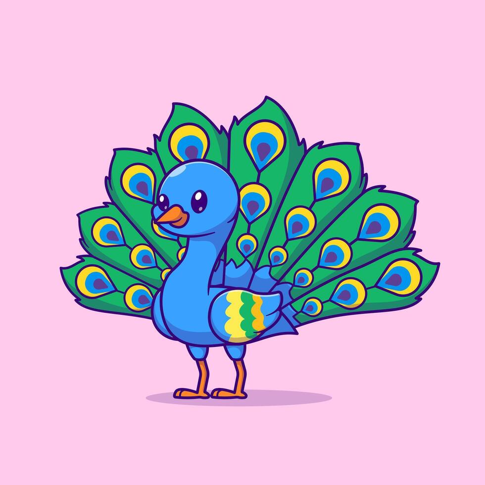 Cute Peacock Bird Cartoon vector