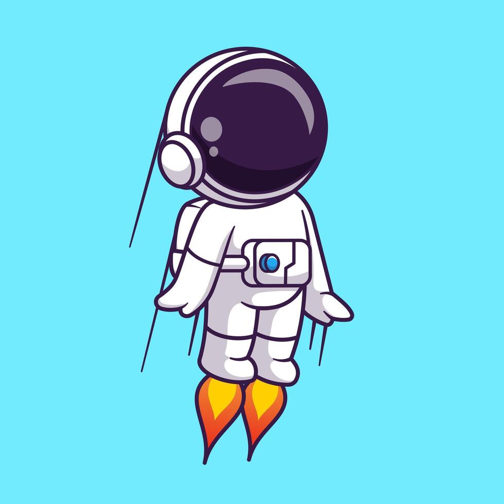Cute Astronaut Flying With Rocket Cartoon vector
