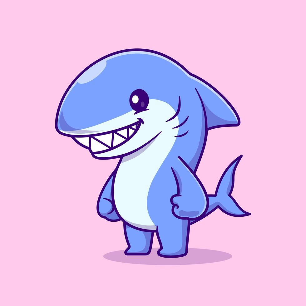 Cute Shark Standing Cartoon vector