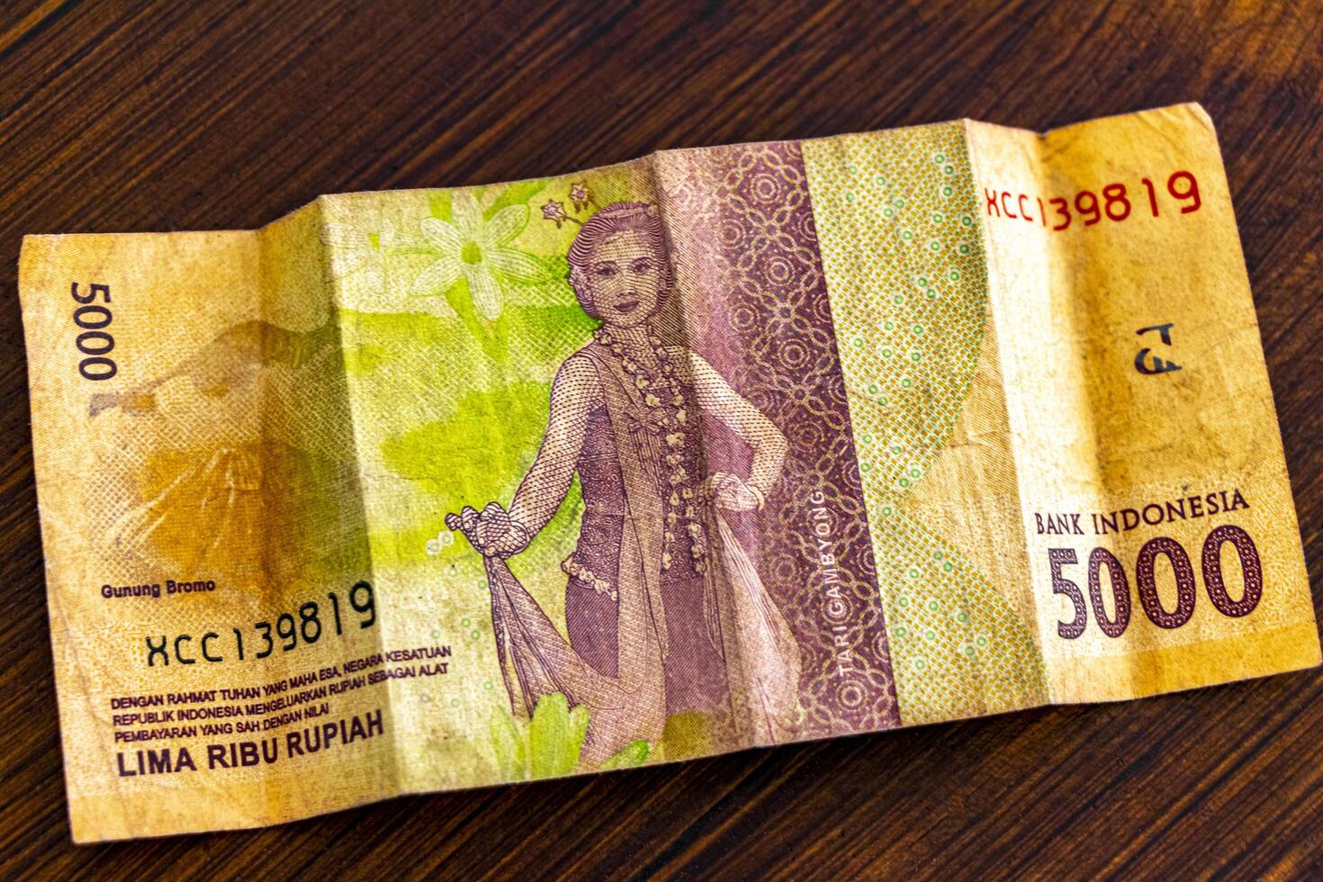 Playa del Carmen Quintana Roo Mexico 2021 5000 bill Indonesian rupiah money in Indonesia. photo