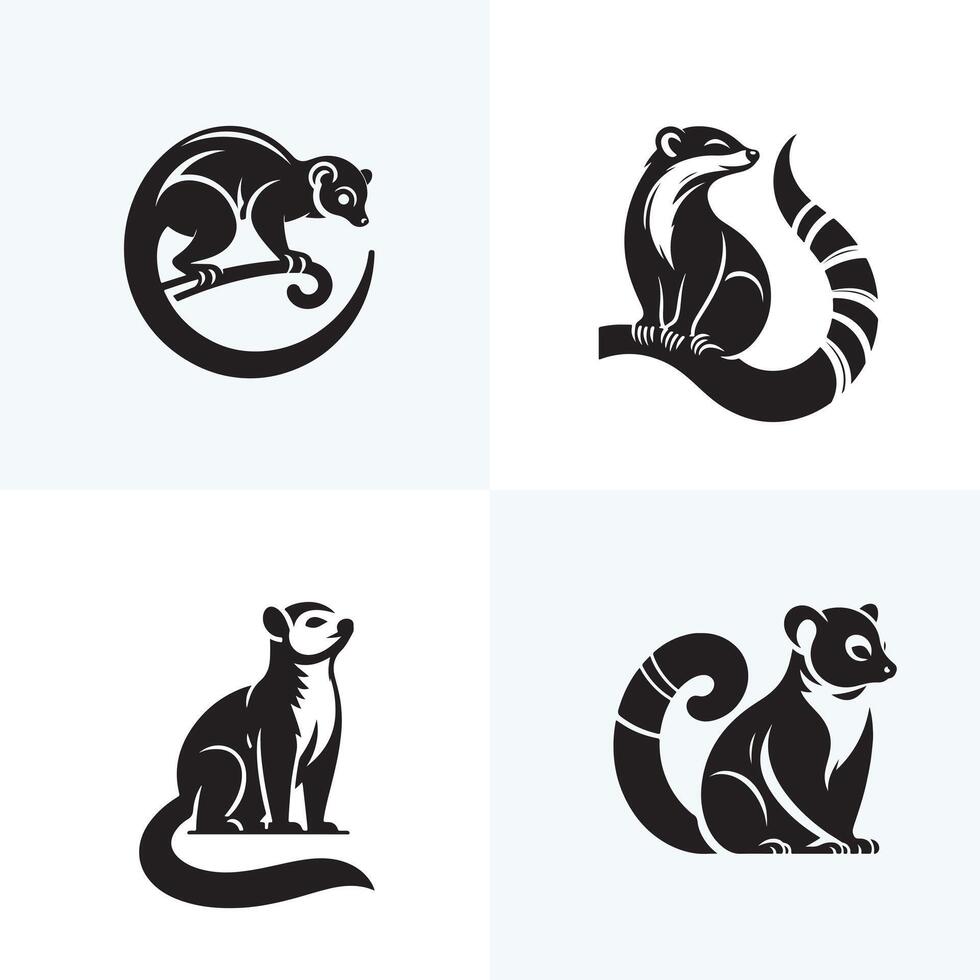 black and white Tapir set vector