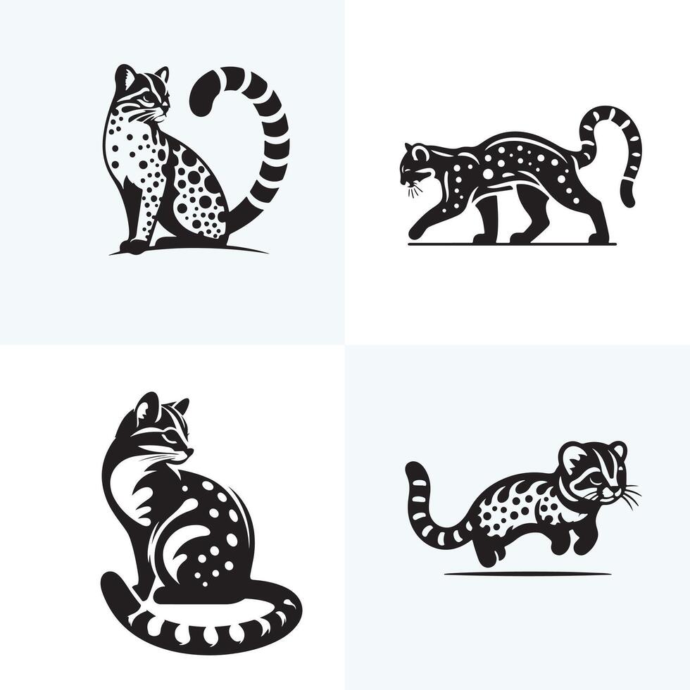 set of animals Margay vector