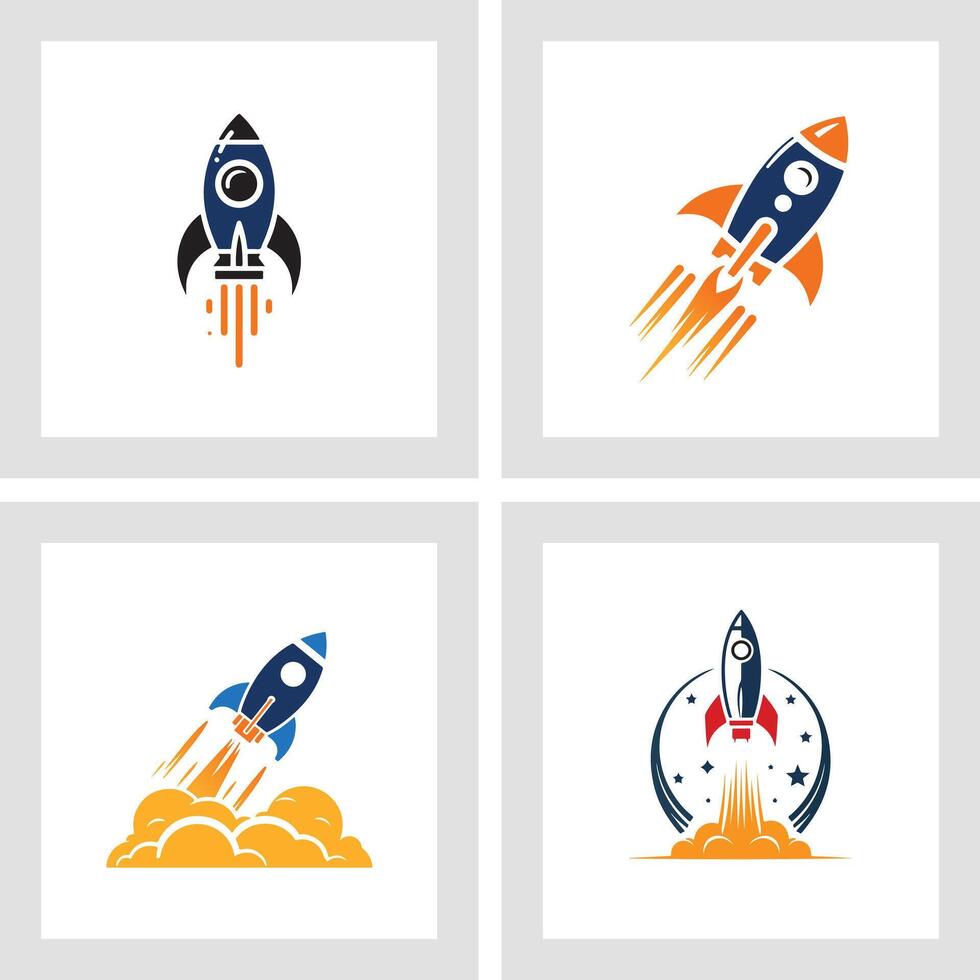 Rocket set icon vector
