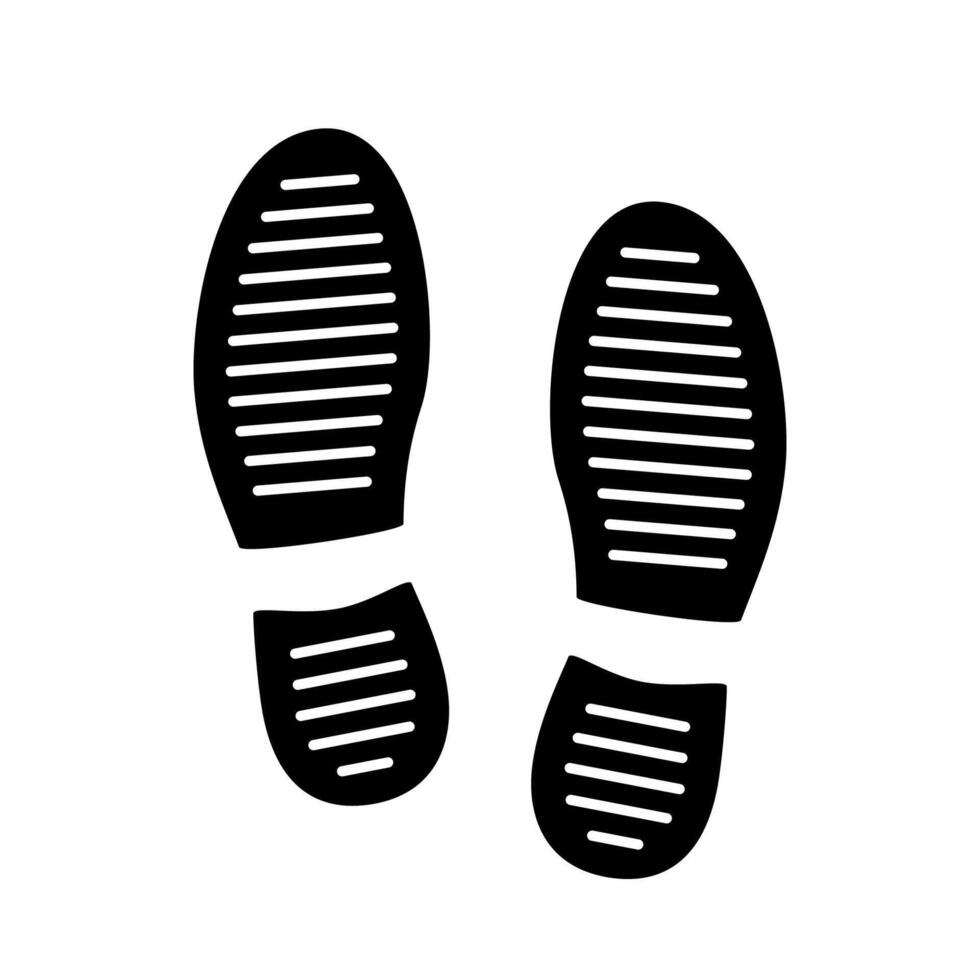 Footprint, silhouette. Shoe soles print. Foot print tread, boots, sneakers. Impression icon. illustration. vector
