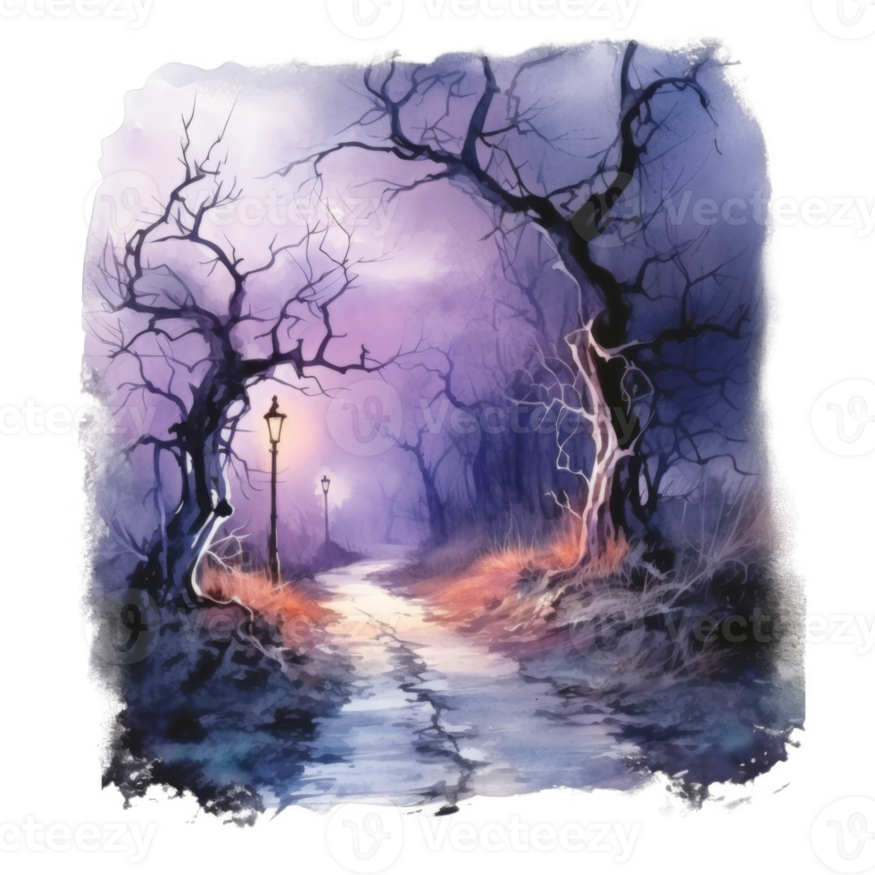 A Mystical Path Through a Forest Lit by a Single Lantern png